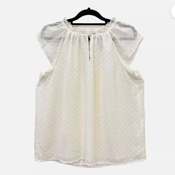 J.crew Factory Flutter-sleeve clip-dot top in Ivory BY034 NWT - Picture 5 of 10